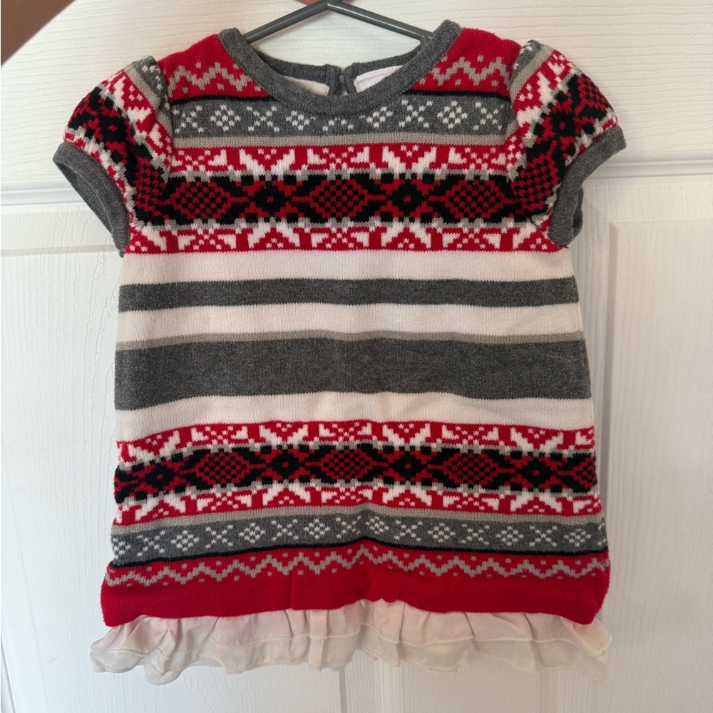 Hanna Andersson Red and Gray Patterned Kids Sweater
